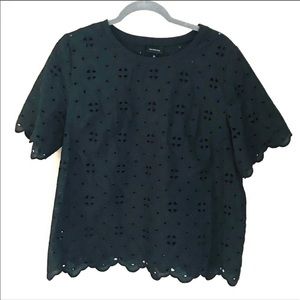 Black eyelet T-shirt